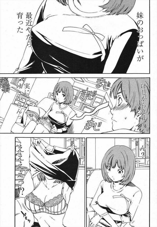【エロ漫画】急成長した胸をまじまじ見る兄に触らせてあげる巨乳妹が感じて誘惑を始めると欲望を抑えきれず処女に突き刺しいちゃラブ近親相姦！