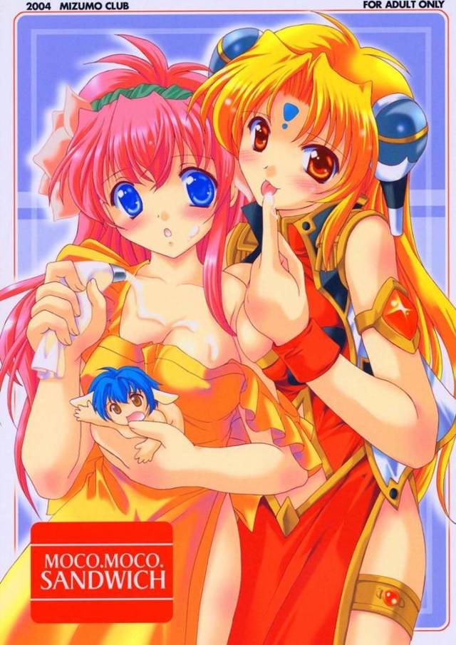 【エロ同人誌】蘭花とミルフィーユに突然キスされ襲われたミント…パイパンまんこをクンニされて濡れまくり、ふたなりちんぽで両穴犯され、二穴同時中出し３ｐ百合セックスでトロ顔絶頂【水城たくや：MOCO.MOCO. SANDWICH】