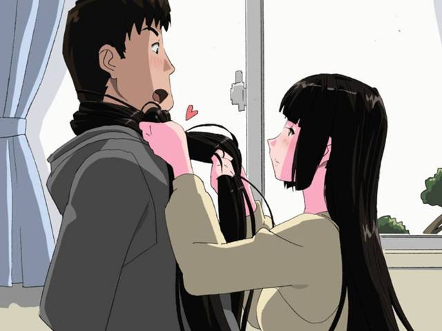 【エロ漫画】許婚の長くて綺麗な黒髪で髪コキをしてもらうのが夢だった男【無料 エロ同人】