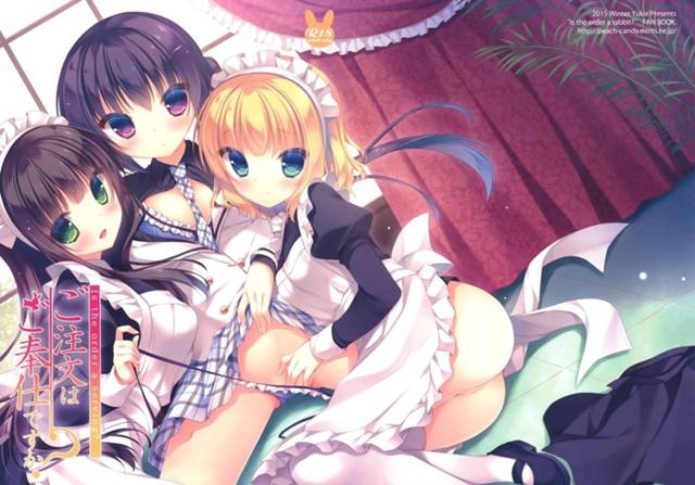 【ごちうさ】シャロ「あぁー千夜ばっかりリゼしぇんぱいのお○んこいじってずるい…!」酔ったシャロがリゼを押し倒して千夜も交えて双頭ディルドでレズ3P!【エロ漫画同人誌】