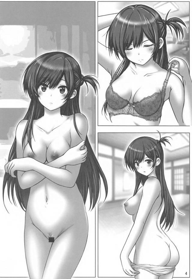 巨乳水原千鶴のパイパンマンコにチンポをバックから生挿入【かのかり】