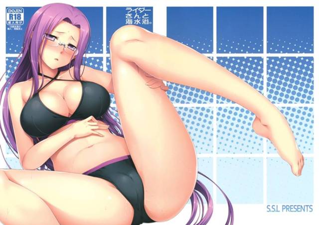 【Fate】ライダーさんと一緒に海水浴。オイル塗ってあげていたらお互い興奮しちゃってシャワー室でHしちゃう！【エロ漫画同人誌】