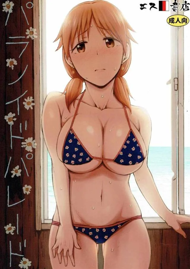 【デレマス エロ同人】片桐早苗がエッチな水着を着て、男2人のチンコを同時に犯し尽しちゃう♪【無料 エロ漫画】