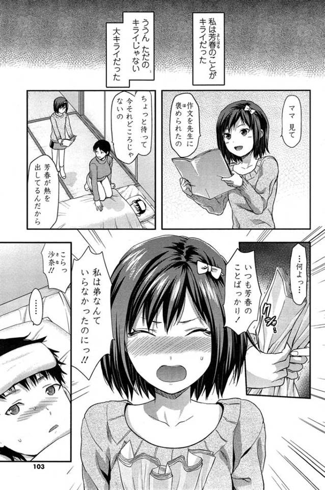 いつも母親を独占する弟に嫉妬し大嫌いだった姉。憎まれ口を叩いても少しずつ距離を縮めてこようとする弟に襲われて近親レイプされてしまったけど全然嫌じゃないどころか気持ちよくて…これ以上したら普通の姉弟に戻れなくなっちゃうよ！