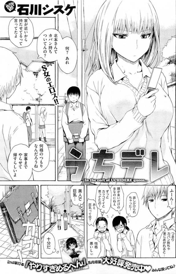 美人だけど言葉足らずで勘違いされがちなツンデレ巨乳JK。毎日カバン持ちと家事手伝いをさせられている男子にまさかの愛の告白。好きじゃなきゃ毎日家に入れるわけ無いでしょ！わたしそんなに魅力ない？カバン持ちと家事手伝いにくわえてセックスが毎日の日課に加わりましたｗｗｗｗｗｗｗ