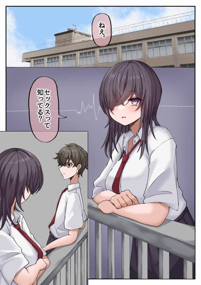 【エロ同人】私たちでセックスみつけてみようよ！手探りで楽しいかも！「学校の屋上で初エッチ/性知識に疎い高校生」