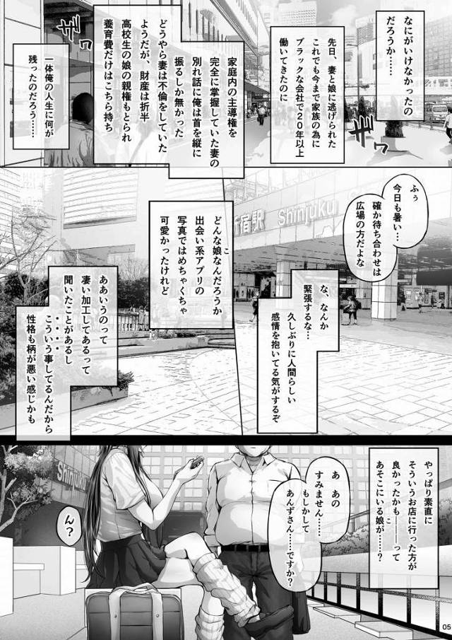 【エロ同人】イキたくなったら好きな時にアズのＪＫマンコにドロドロのザーメンドピュっていいよ♡「家族に逃げられたおじさんがパパ活セックス/プロフェッショナルなＪＫギャル」