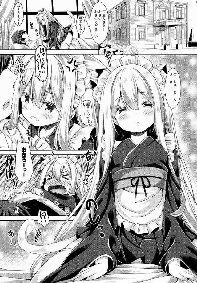 【ロリ同人】飼い猫にお世話されてる自覚はあるんですかこのダメご主人さまは…いい加減にしないと去勢しますよ？「朝からイチャラブＨ/可愛い猫メイド娘」