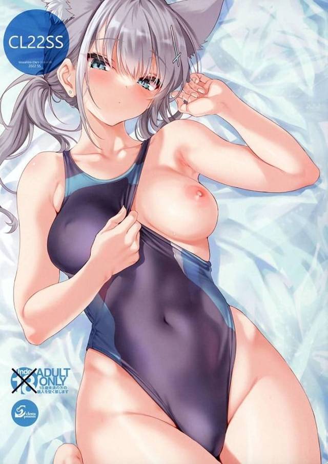 シロコ、水着を引っ張って隠れている部分を露わに！？【カラーエロ画像】